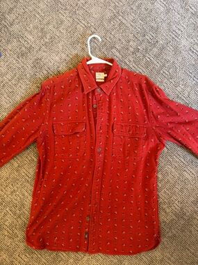 Faherty Red Button-Down Shirt with Subtle Micro Print